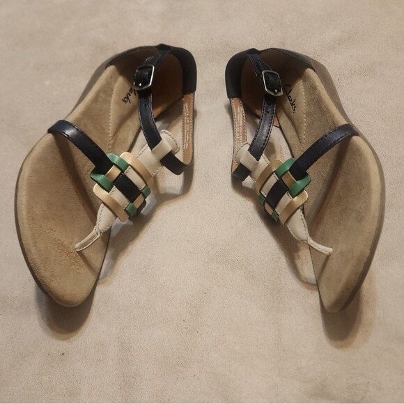 Clarks Gwin 8 Navy and Teal Strappy Sandals Coastal Nautical Preppy - Picture 4 of 6